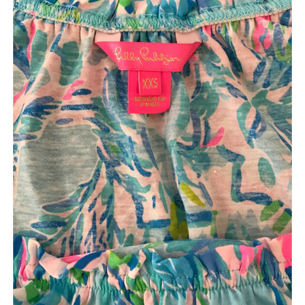 Lilly Pulitzer Loro Tank XXS Ibiza Cabana Cocktail Floral Ruffle Strap Top - Picture 7 of 9